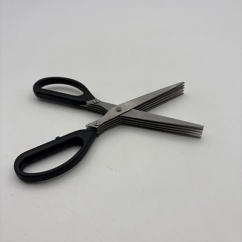 5 Blade Herb Scissors Shredder Black Kitchen Tool for Herbs and Vegetables
